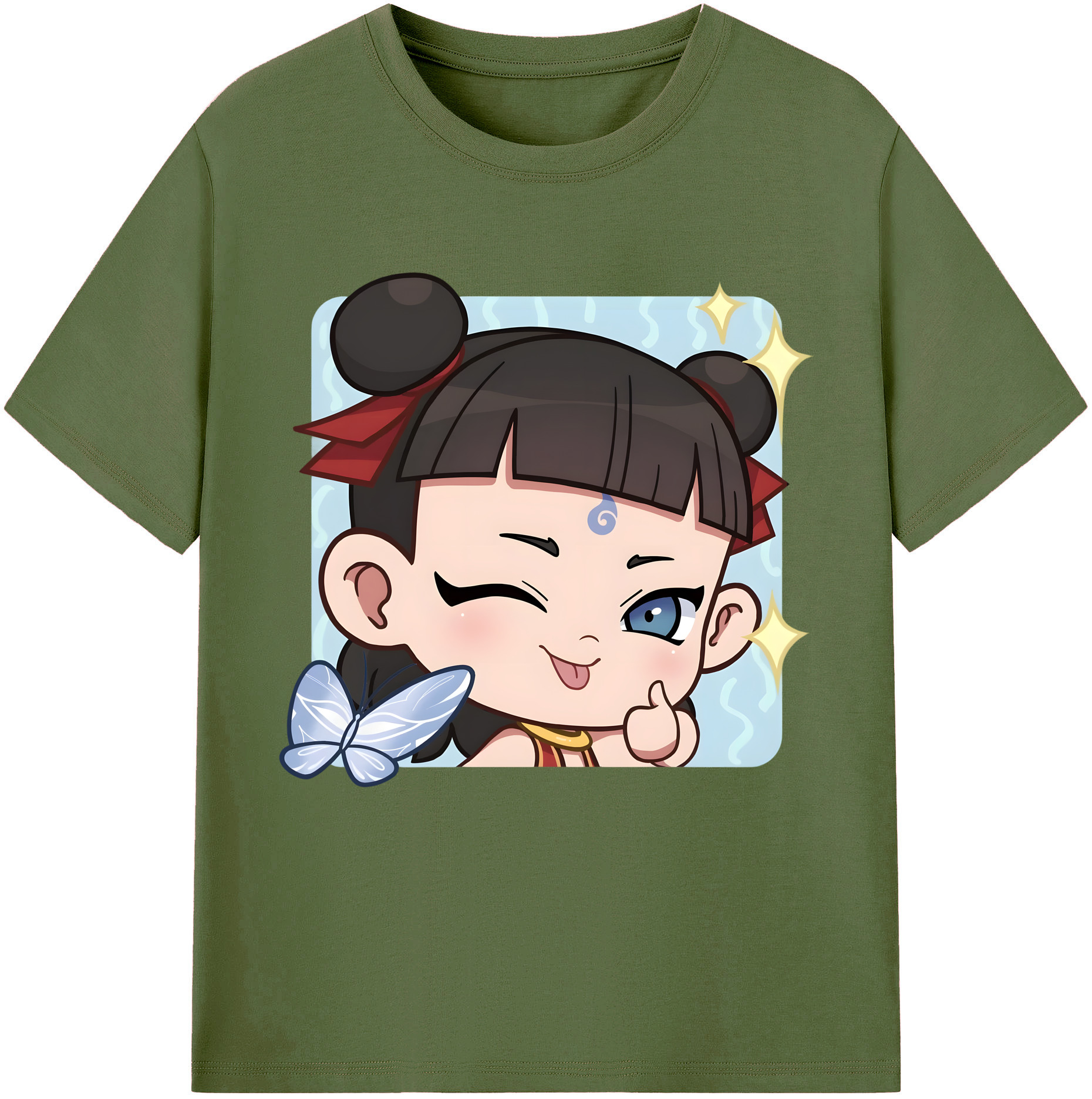 （画像用） Ne Zha 2 ナタ 魔童の大暴れ 綿100％半袖Tシャツ（フロントプリント）